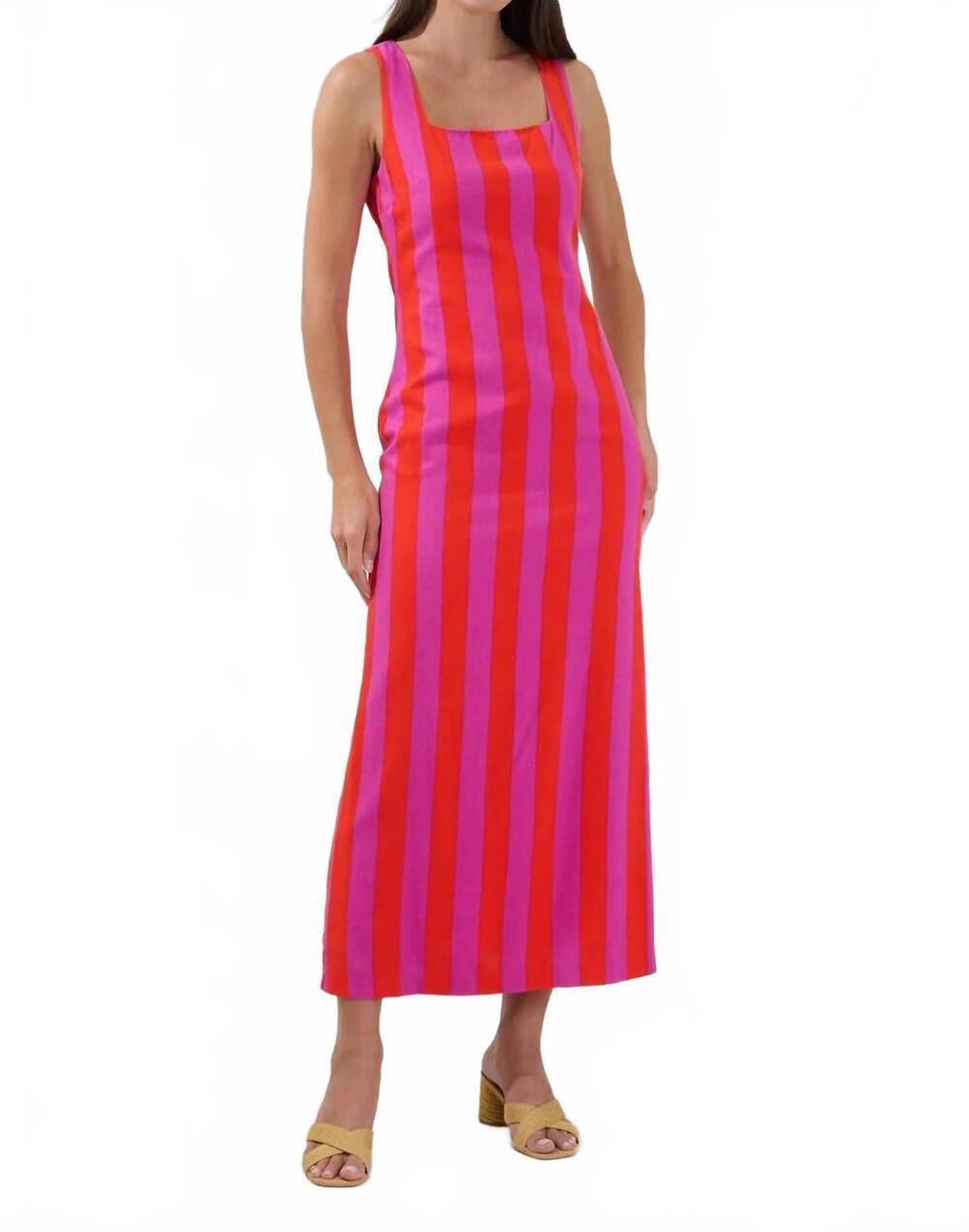NEW SUGARLIPS troy striped dress in fuchsia red